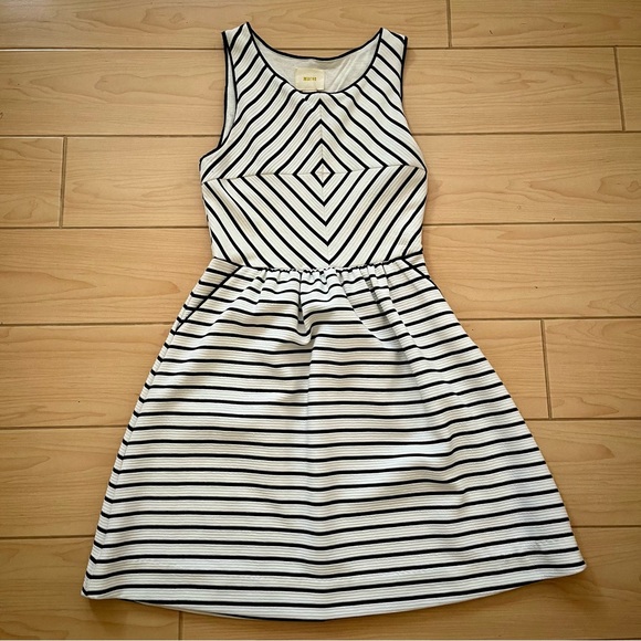 Anthropologie Maeve Mitred Diamond Stripe Dress - Picture 2 of 6